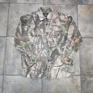 Vintage Y2K Redhead Youth Large Bass Pro Realtree Hardwoods Camo Button Up Shirt